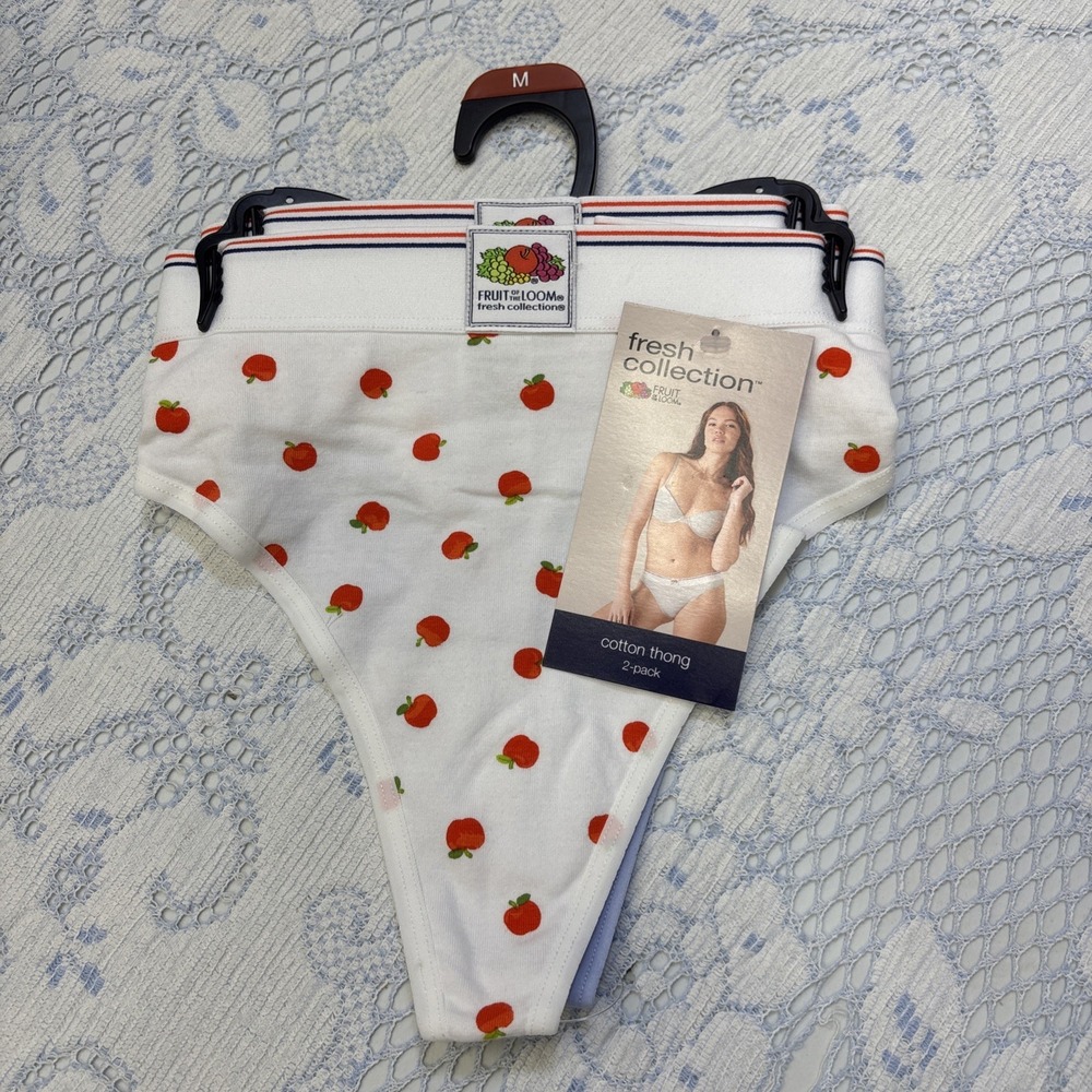 Fruit of the Loom 2-Pair Womens Thong Underwear Panties Cotton Blend M